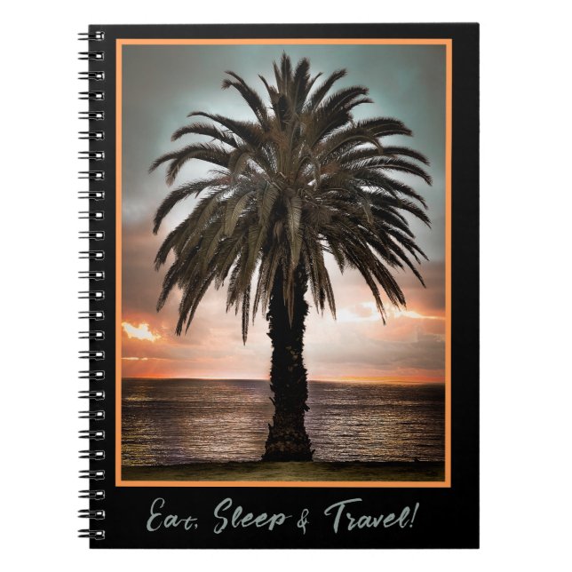 Travel Journal Palm Tree and Sunset Notebook (Front)