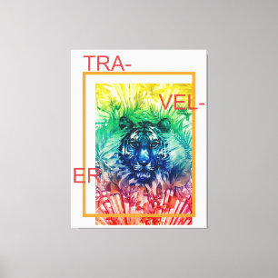 Travel Jungle Wild Tiger Tropical Leaves Canvas Print
