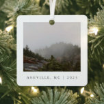 Travel Keepsake Photo Ornament<br><div class="desc">Customize a modern and simple travel keepsake. Add your own photo and customize the city,  state,  and year of your travel adventure! For additional customization,  add more photos to the back of the ornament ❤ Please send a message with any customization requests,  help with a design,  or any questions.</div>