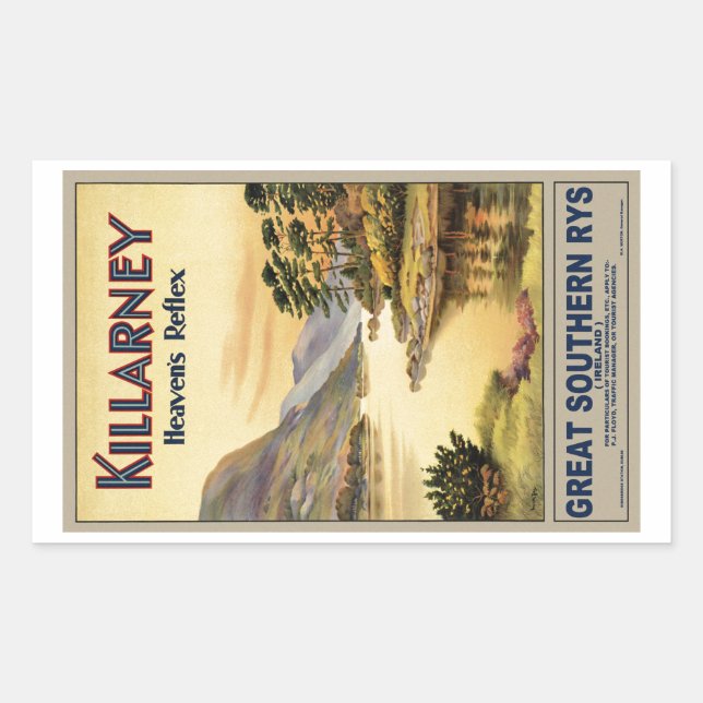 Travel Killarney Ireland by Railways Vintage Sticker (Front)