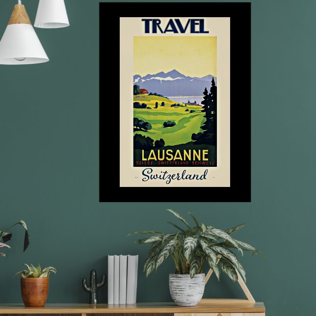 Travel Lausanne, poster vintage Suisse. (Salon 1)
