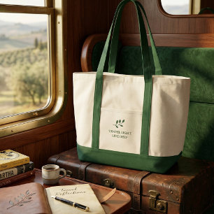Travel Light Live Deep Minimalist Typography Tote Bag