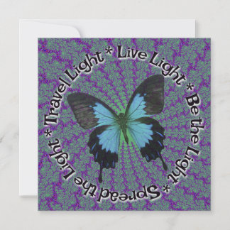 Travel Light with Blue Butterfly and Fractals Holiday Card