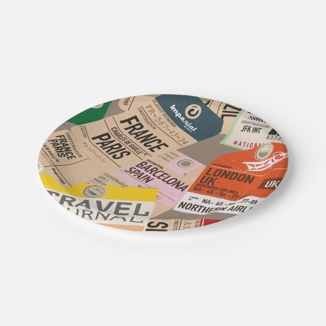 Travel Locations Pattern Paper Plate (Angled)