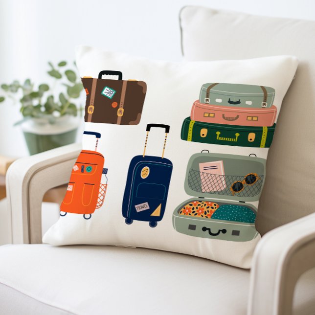 Travel Luggage Cute Suitcase Throw Pillow (Creator Uploaded)