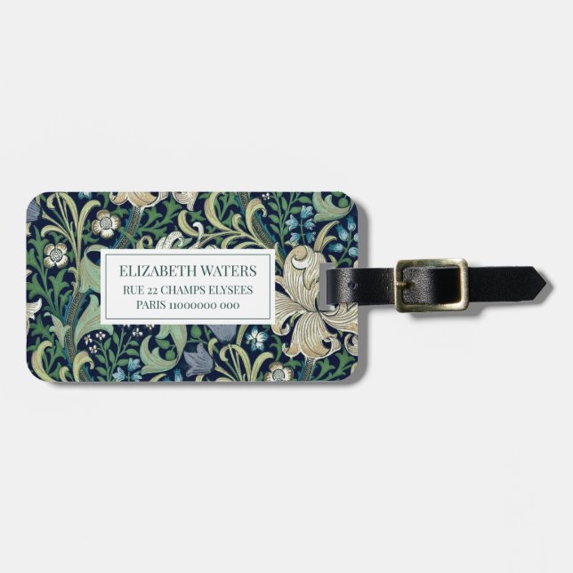 TRAVEL LUGGAGE TAG : WILLIAM MORRIS : FLORAL (Front Horizontal)