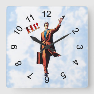 Travel Man Square Wall Clock