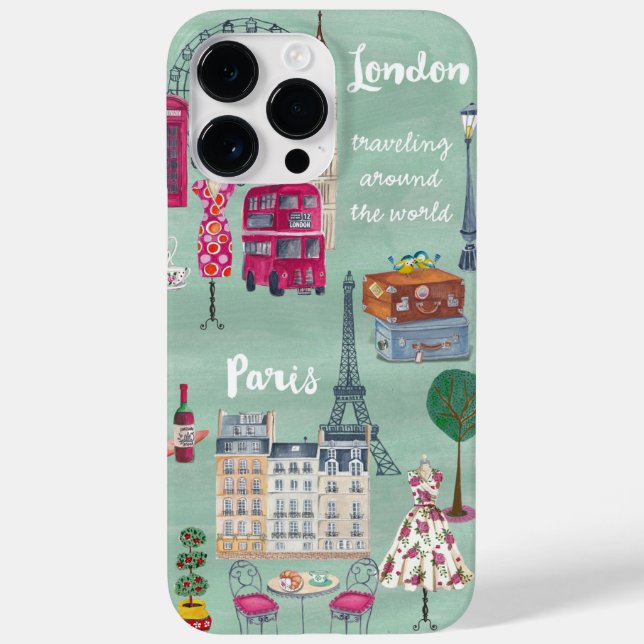 Travel map London Paris Case-Mate iPhone Case (Back)