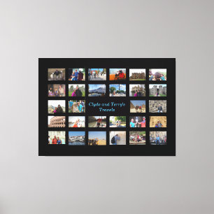 Travel Memories Collage 36 X 24 Black Background Canvas Print