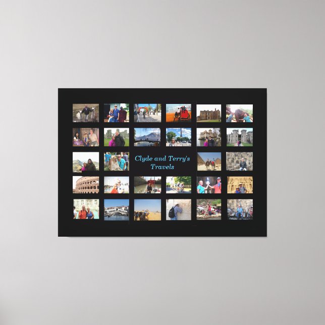 Travel Memories Collage 36 X 24 Black Background Canvas Print (Front)
