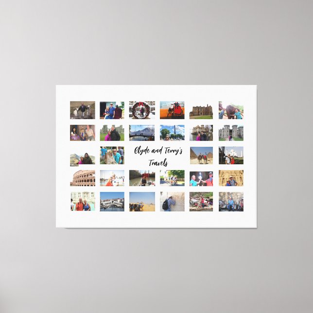 Travel Memories Collage 36 X 24 White Background  Canvas Print (Front)