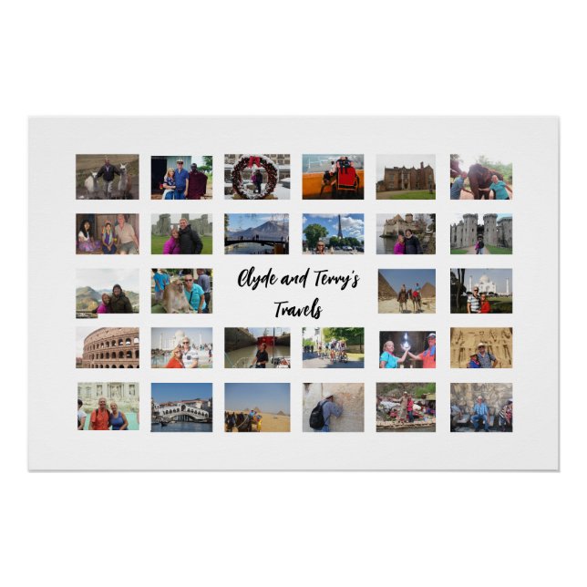Travel Memories Collage 36 X 24 White Background  Poster (Front)
