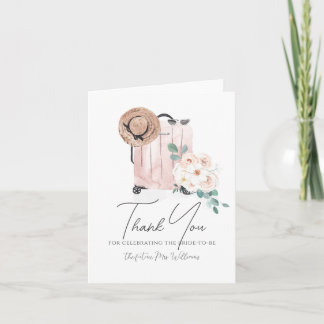 Travel Miss to Mrs Pink Suitcase Bridal Shower Thank You Card