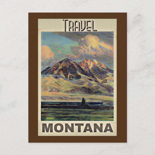 Travel Montana, vintage poster, Postcard (Front)