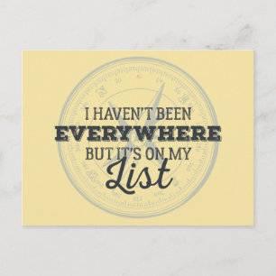 Travel more compass stamp motivational quote postcard