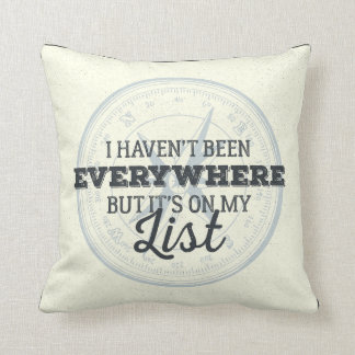 Travel more compass stamp motivational quote throw pillow