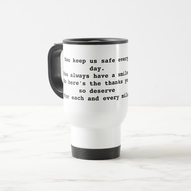 Travel Mug for School Bus Aide or Bus Driver (Front Left)
