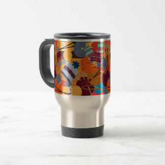 Travel Mug in our Knit 1 Pearl 1 Design