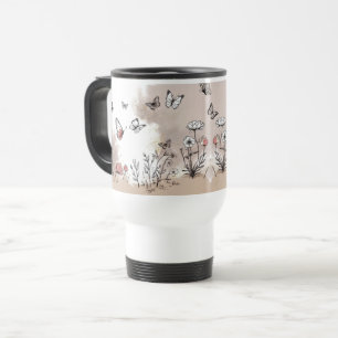 Travel Mug - Neutral Butterfly Nature Design