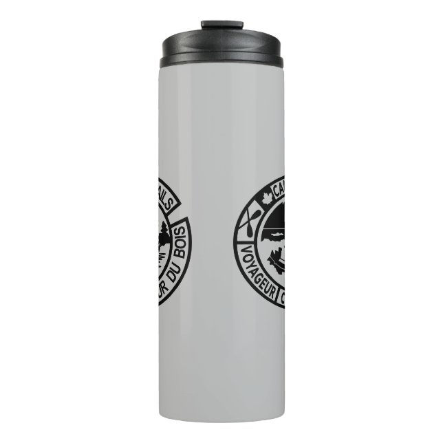 Travel Mug with Canoe Trails training patches (Front)