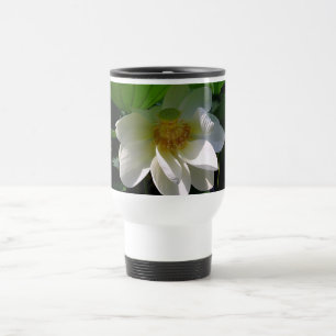 Travel Mug with delicate white Lotus Flower
