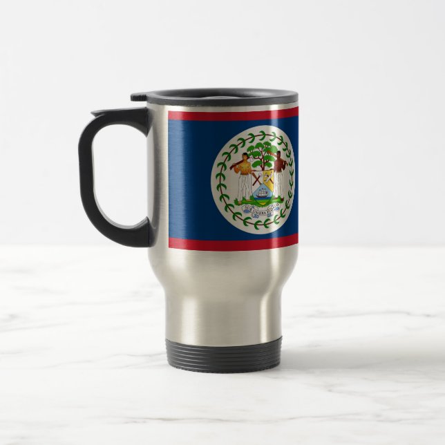 Travel Mug with Flag of Belize (Left)