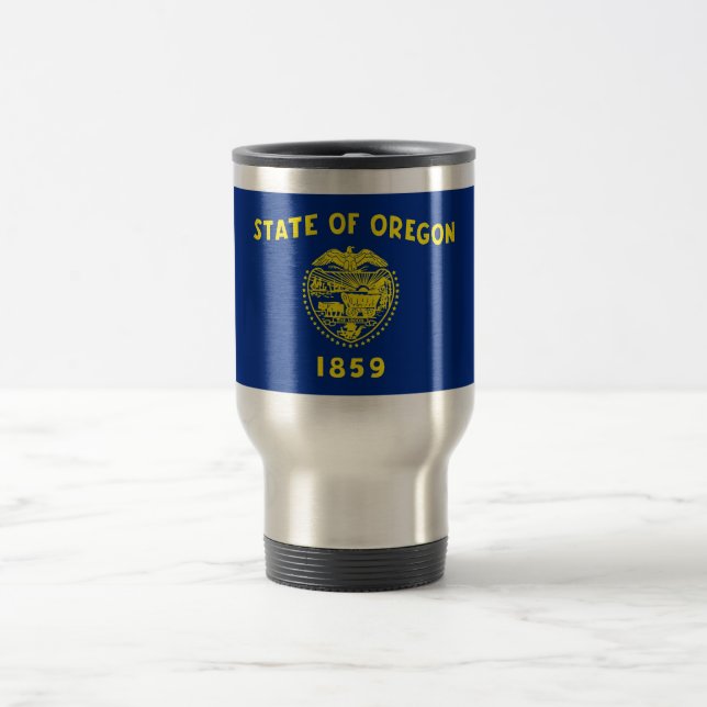 Travel Mug with Flag of Oregon State - USA (Center)