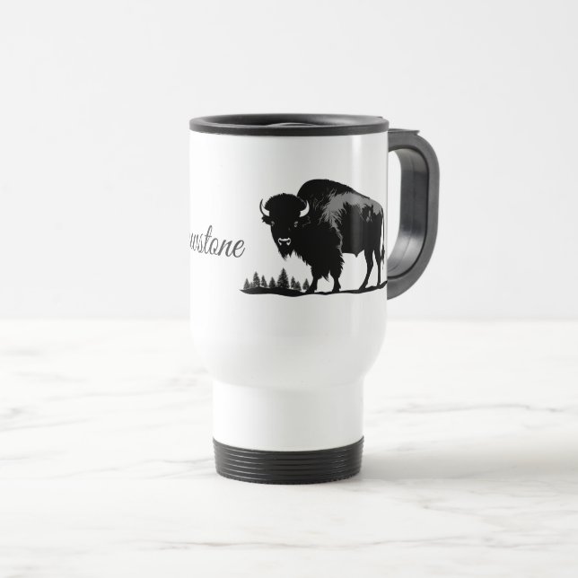Travel Mug-Yellowstone Buffalo Mug (Front Right)