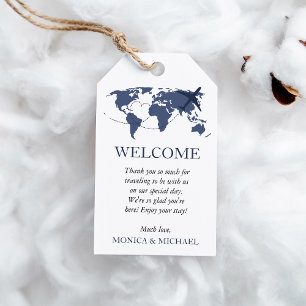 Travel Navy Blue Destination Wedding WELCOME Gift Tags