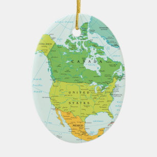 Travel North-Amerca: Canada, USA and Mexico Ceramic Ornament