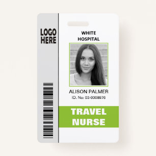 Travel nurse logo photo ID template lime green Badge