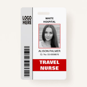 Travel nurse logo photo ID template red Badge