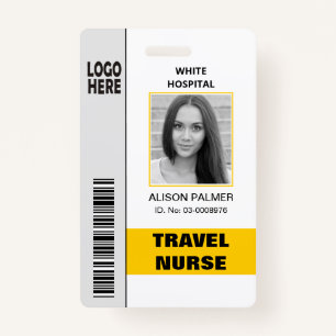 Travel nurse logo photo ID template yellow Badge