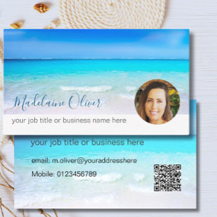 Travel Ocean Blue Photo Carte de visite profession