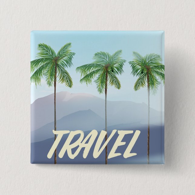 Travel Palms 2 Inch Square Button (Front)