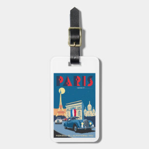 Travel Paris, France, Vintage, Luggage Tag