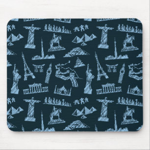 Travel Pattern In Blues Pattern Mouse Pad