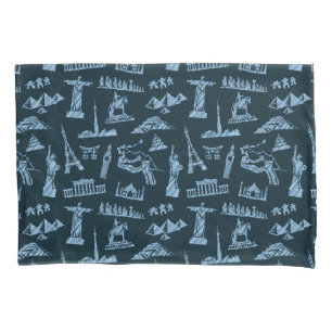 Travel Pattern In Blues Pattern Pillowcase