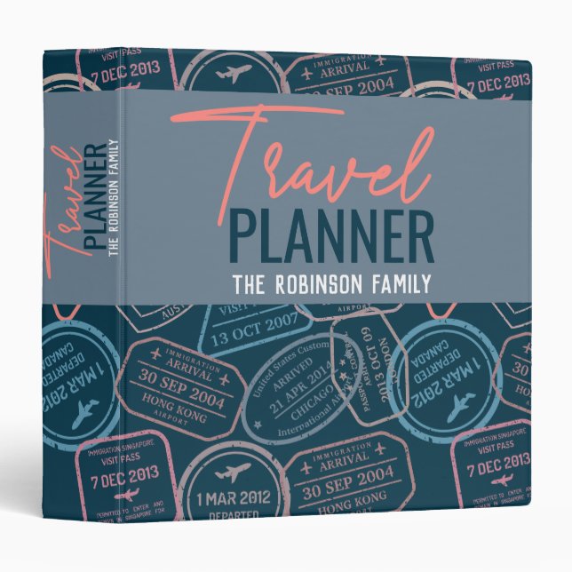 Travel Pattern modern Family Travel Planner Binder (Front/Spine)