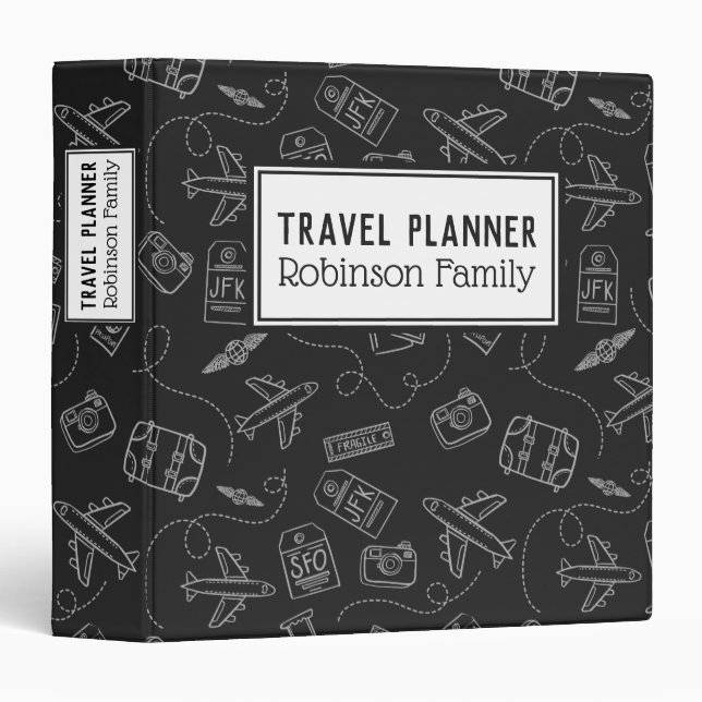 Travel Pattern modern Family Travel Planner Binder (Front/Spine)