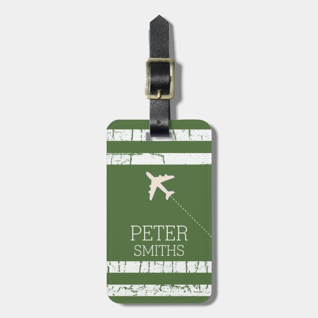 travel personalized name with airplane luggage tag (Front Vertical)