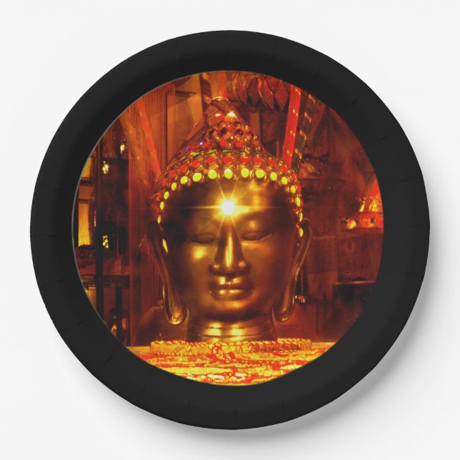 Travel Photo Buddha Bali Indonesia Paper Plate (Front)