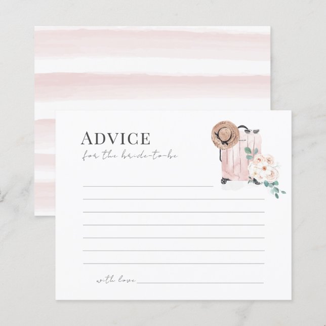 Travel Pink Suitcase Bridal Shower Advice Card (Front/Back)