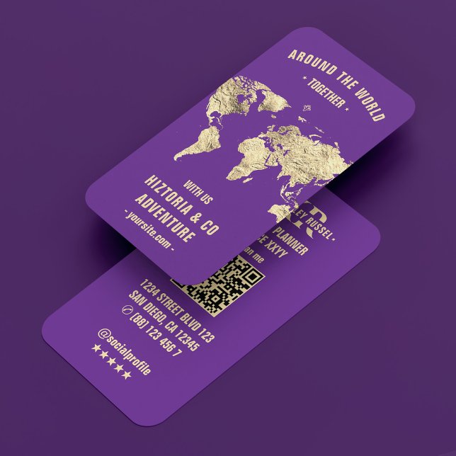 Travel Planner Modern World Map Royal Purple Business Card (Travel Planner Modern World Map Royal Purple Business Card
)
