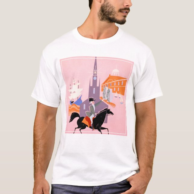 Travel Poster For Allegheny Airlines To Boston T-Shirt (Front)