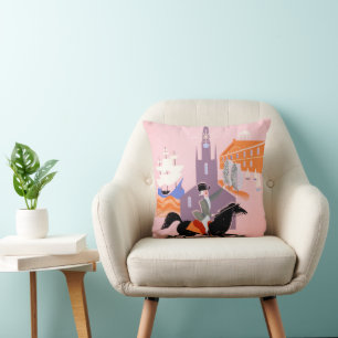 Travel Poster For Allegheny Airlines To Boston Throw Pillow