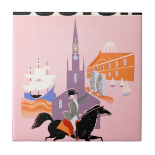 Travel Poster For Allegheny Airlines To Boston Tile