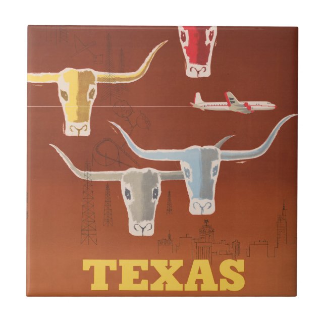 Travel Poster For American Airlines To Texas Tile (Front)