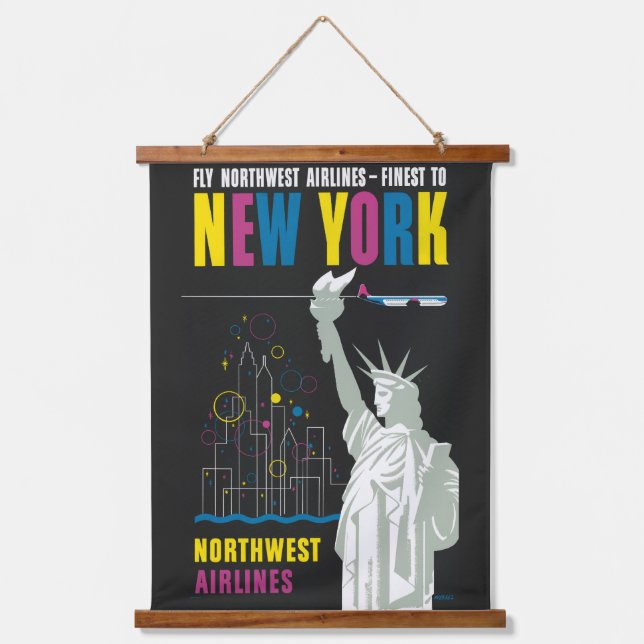Travel Poster For Flying Northwest Airlines Hanging Tapestry (Front)