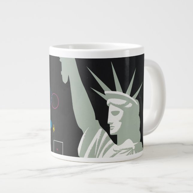 Travel Poster For Flying Northwest Airlines Large Coffee Mug (Front Right)